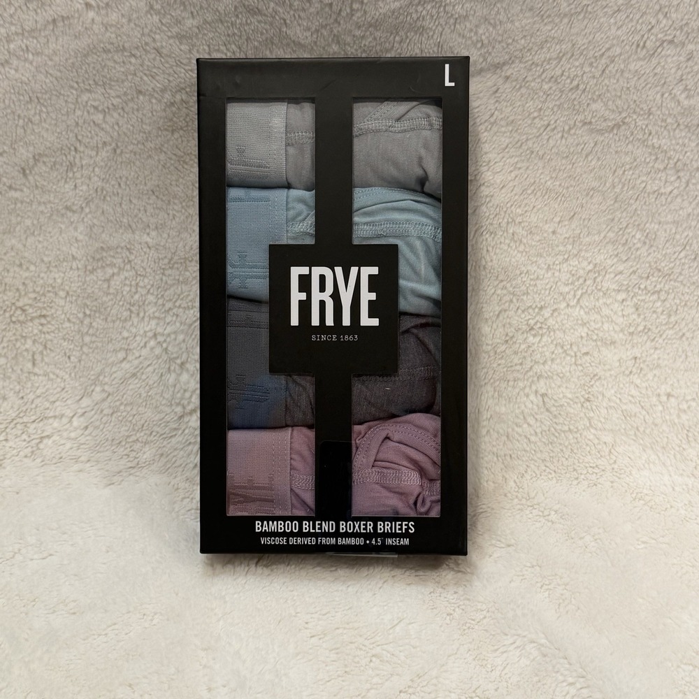 FRYE Bamboo Blend Boxer Briefs - 4 Pack - NWT - Large - Purple & Gray Shades